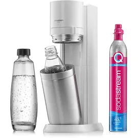 Sodastream Duo weiß + Glaskaraffe + PET-Flasche + Zylinder