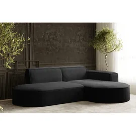 kaiser möbel Ecksofa Designer MODENA STUDIO stoff Dicker cord Poso Schwarz Rechts - Schwarz