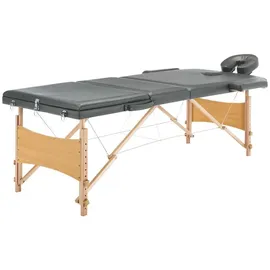 vidaXL Massageliege 3-zonen Holzgestell Anthrazit 186x68 Cm