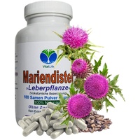 Mariendistel Samen [LEBER & GALLE] 180 Kapseln Leber-Pflanze #1 mit natürlichem Silymarin NATUR pur [OHNE Zusatzstoffe] 26409