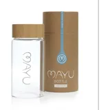 Mayu Water Wasserflasche – 100% Borosilikatglas, integriertes Sieb, Bambus-Deckel, umweltfreundlich und BPA-frei, auslaufsicher, verschiedene Größen (0,5 Liter), ideal für Wasser, Tee & mehr