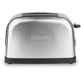 h.koenig Scheiben TOAS7 2 Brotschlitze, Edelstahl, 7 Bräunungsstufen, Auftauen, Schnell und g Toaster, Stainless Steel, 1 Liter, Silver, Extra breit