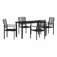 vidaXL Garten Essgruppe 5 pcs Schwarz PVC-Rattan