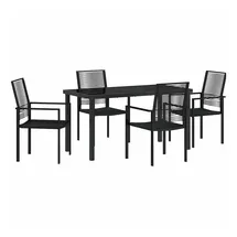 vidaXL Garten Essgruppe 5 pcs Schwarz PVC-Rattan