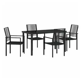 vidaXL Garten Essgruppe 5 pcs Schwarz PVC-Rattan