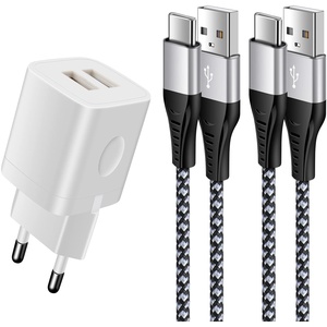 USB Ladegerät mit USB C Ladekabel, AILKIN 2-Port 2.1A kompakt USB Netzteil, USB Stecker Ladeadapter für Samsung Galaxy S21/S20/S10/S9/S8/Z Fold 3/Z Flip 3/A21s/A12/A52/A72, Huawei, Google Pixel