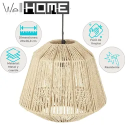 WellHome - Deckenlampe Rustikal Seil Ø29 cm