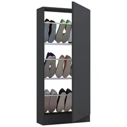 Schuhschrank VCM "Holz Schuhschrank Schuhkommode Fulisa L", schwarz (anthrazit), B:50cm T:17cm, Obermaterial: 100% Holz Wood., Schränke, Schuhschrank