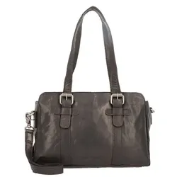 Spikes & Sparrow Schultertasche Leder 34 cm  schwarz