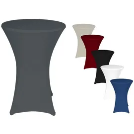 TexDeko 2er-Set Stretch Stehtischhusse für Bistrotisch Ø 60-65 cm Anthrazit | strapazierfähig verstärkte Fußtaschen bügelfrei waschbar