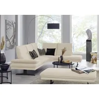 Ecksofa W.SCHILLIG "broadway, Designsofa, toller Sitzkomfort, zeitlos, elegant, L-Form", grau (eisgrau z59), B:284cm H:94cm T:224cm, Longlife Xtra-Leder Z59: Glattleder mit modischer Prägung. Hautstärke 0, 9 - 1, 1 mm, Sofas, Sitztiefenverstellung, Kopfteil- & Seitenteilverstellung, Breite 284cm