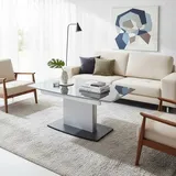 Wohnzimmer Ausziehtisch in Grau - Silber - Schwarzgrau Bootsform