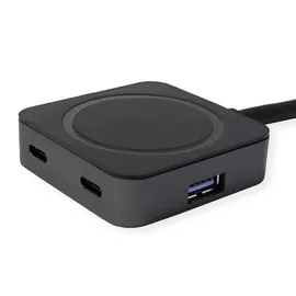 Value USB 3.2 Gen 1 Hub, (2x USB-A + 2x USB-C), mit Verlängerungskabel, schwarz, 10 m