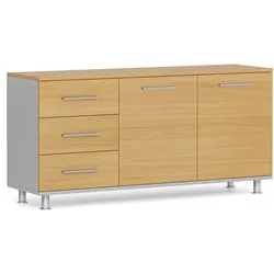 Schrank zum Tisch PRIMO links, grau / Buche