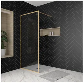 Marwell Walk In Dusche Duschwand 200 x 80 cm 6 mm Einscheibensicherheitsglas goldfarben