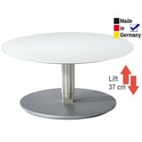 Couchtisch rund 80x39 cm höhenverstellbar Glasplatte weiß Sofatisch Lüttich