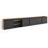 SKRAUT HOME Lowboard 309x50 cm Schwarz Eiche Holzwerkstoff