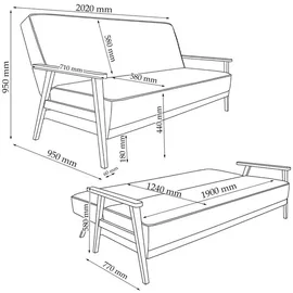 VitaliSpa Schlafsofa Dion mit Klappfunktion, Grau, moderne 3-Sitzer Gästecouch
