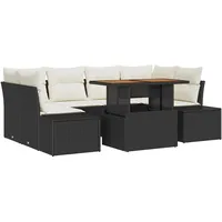 vidaXL Garten Essgruppe mit Kissen Schwarz und Creme 3349914