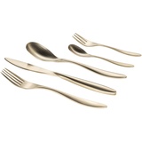 Mäser 934000 Serie Isabella, Modernes Besteck Set inkl. Kuchengabel für 6 Personen, 30-teiliges rostfreies Besteckset aus Edelstahl, matt gebürstete Oberfläche in der Farbe Gold, Chromstahl