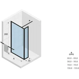 Riho Lucid Walk-In Duschwand 100 x 200 cm rechts schwarz matt G005034121