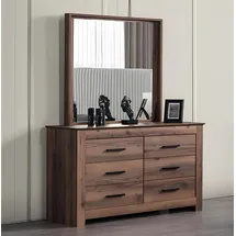aea Schlafzimmer Kommode mit Spiegel 120 x 75,5 x 45 cm Braun