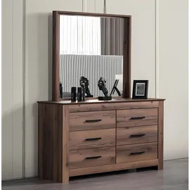 aea Schlafzimmer Kommode mit Spiegel 120 x 75,5 x 45 cm Braun