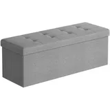 Songmics, Sitzbank, Sitzbank mit Stauraum 110cm Faltbar Leinenimitat Hellgrau (110 cm)