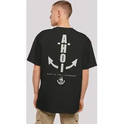 T-Shirt F4NT4STIC "Oversized T-Shirt Ahoi Anker Knut & Jan Hamburg", Herren, Gr. L, schwarz, Obermaterial: 100% Baumwolle, casual, oversize, Rundhals, Kurzarm ohne Bündchen, Shirts, Print