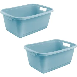 KEEEPER aenna 2x Wäschewanne Stabiler Kunststoff, 52 l, nordic Blue