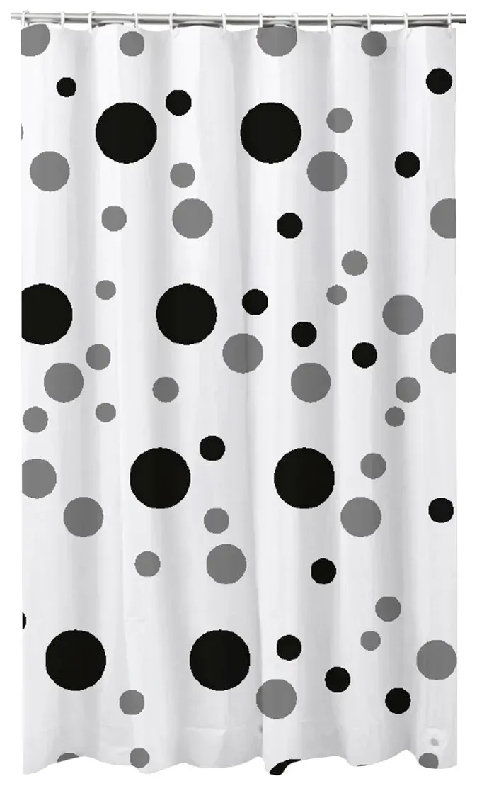 Duschvorhang ADOB, schwarz-weiß (weiß, schwarz), B:180cm H:180cm, Kunststoff, Duschvorhänge, Höhe 180 cm