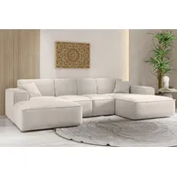kaiser möbel Ecksofa Eckcouch U form, SIENA stoff Poso, Maloy, Salvador,Velo, Artico, U-Form, Wahl aus 4 Stoffen, Komfortsitz mit HR-Schaum beige