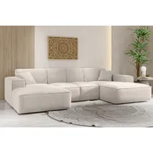 kaiser möbel Ecksofa Eckcouch U form, SIENA stoff Poso, Maloy, Salvador,Velo, Artico, U-Form, Wahl aus 4 Stoffen, Komfortsitz mit HR-Schaum beige