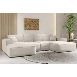 kaiser möbel Ecksofa Eckcouch U form, SIENA stoff Poso, Maloy, Salvador,Velo, Artico, U-Form, Wahl aus 4 Stoffen, Komfortsitz mit HR-Schaum beige