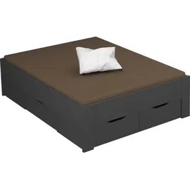 Rauch Stauraumbett RAUCH "Aditio", grau (graumetallic), B:146cm H:107cm L:208cm, Betten, Stauraumbett, inklusive Kopfteil und Schubkästen