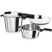 Fissler Schnellkochtopfset Vitaquick Glossy® Poliert, Silber, Metall, 2-teilig, Druckregelventil, Druckanzeige, Kochen, Töpfe, Schnellkochtöpfe