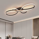 Bellastein LED Design Deckenlampe Modern Wohnzimmer Pendelleuchte Dimmbar Esszimmer Hängelampe Metall Chrom Deckenleuchte für Esszimmer Schlafzimmer Wohnzimmer (Schwarz, ‎L80cm)