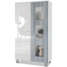 Vladon Vitrine, Anthrazit, Holzwerkstoff, 71x129x35 cm, Wohnzimmer, Wohnwände, Vitrinenschränke