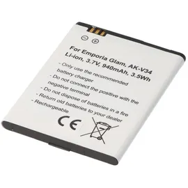 AccuCell Akku passend für den Emporia Glam Akku AK-V34 mit 940mAh, AK-V34 V1.0