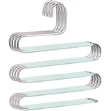 devesanter Hosenbügel, platzsparend, rutschfest, S-Form, Hosenbügel, Edelstahl, Kleiderbügel, Schrank, Aufbewahrung, Organizer für Hosen, Jeans, Schals, hängend, grün, 4 Stück