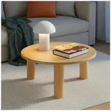 Tectake tectake® Couchtisch, rund, furnierte MDF-Tischplatte, bodenschonende Filzgleiter