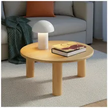 Tectake tectake® Couchtisch, rund, furnierte MDF-Tischplatte, bodenschonende Filzgleiter