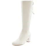 LASCANA Schlupfstiefel Schlupfboots, Slouchy Boots, Slip-On, Stretch & Blockabsatz Gr. 35, creme, , 10910056-35