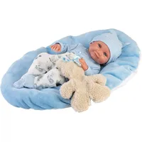 Llorens Nico mit Hellblauem Kissen und Puppe 40 cm