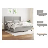 vidaXL Boxspringbett mit Matratze Hellgrau 180x200 cm Stoff