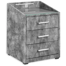 ed exciting design Nachtkonsole MOON Nachttisch Boxspringbett, Infinity grau - Funktionaler Nachtschrank mit LED-Beleuchtung und USB-Anschluss (B/H/T)