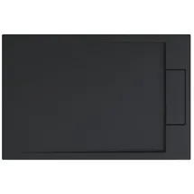 doporro Duschtasse Duschwanne 90x120x4 flach Mineralguss in Anthrazit DIN-Anschlüsse für bodengleiche Montage geeignet Geoma04