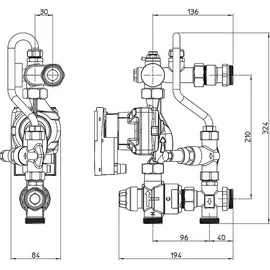 WILO Fußboden Festwertregelset mit Pumpe Wilo oder Grundfos Pumpengruppe Heizung 686 FIX