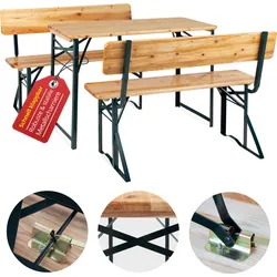 Stagecaptain BBDL-119 Hirschgarten Bierzeltgarnitur mit Lehne für Balkon 119 cm Natur