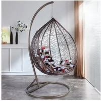 RAMROXX Luxus Hängesessel Miami XXL Polyrattan Korb Gestell braun